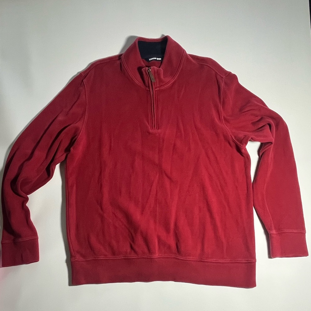 LandsEnd Men's Red Quarter-Zip Sweater #580